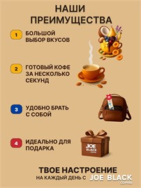 Кофе 3 в 1 в пакетиках 40шт ассорти Joe Black "Набор ассорти 19 вкусов" 888 гр Кофе 40 шт 19 вкусов